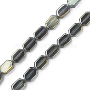 Electroplate Glass Beads Strands, Half Plated, Oval, Dark Olive Green, 9.5x6.5x3.5mm, Hole: 0.9mm, about 78Pcs/strand, 25.59 inch(65cm)(EGLA-N008-017-B01)