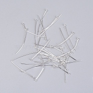 Brass Ball Head Pins, Silver, 30mm, Pin: 0.5mm, about 1000~1020Pcs/Bag(KK-WH0043-03D-02)