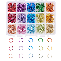 Aluminum Jump Rings, Open Jump Rings, Round Ring, Mixed Color, 20 Gauge, 6x0.8mm, Inner Diameter: 4.4mm, 1500pcs/box(ALUM-CJ0001-01)