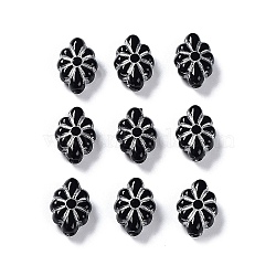 Opaque Acrylic Beads, Metal Enlaced, Flower, Black, 11.5x8.5x4.5mm, Hole: 1.8mm, about 1790pcs/500g(OACR-G016-20A)