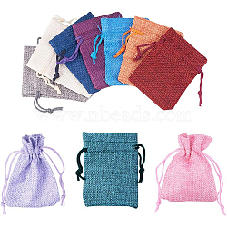 Burlap Packing Pouches Drawstring Bags, Mixed Color, 9x7cm, 10pcs/se(ABAG-PH0002-05-9x7cm)