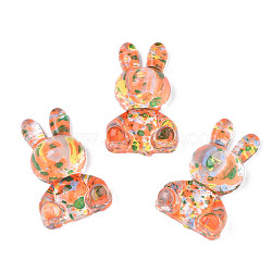 Spray Painted Transparent Acrylic Cabochons, Rabbit, Coral, 25x16x9mm(TACR-N006-73C)