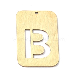 Ion Plating(IP) 304 Stainless Steel Pendants, Rectangle with Alphabet, Hollow, Letter.B, 32x22x1mm, Hole: 1.5mm(STAS-K216-49B-G)