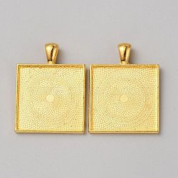 Alloy Pendant Cabochon Settings, Square, Golden, 36.5x28x6.5mm, Hole: 6.5x3.5mm(FIND-WH0518-82)