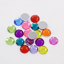 Faceted Half Round/Dome Acrylic Rhinestone Flat Back Cabochons, Mixed Color, 8x2.5mm(GACR-YPO8MM-M)