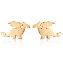 Cute Mini Flying Dragon Animal Earrings for Girls - Stainless Steel., Golden, size 1(ST7731318)