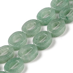 Natural Green Aventurine Beads Strands, Hollow Flat Oval, Number Zero Beads, 12x10x3.5~4mm, Hole: 1.2mm, about 20pcs/strand, 9.61''(24.4cm)(G-M439-A02-01)