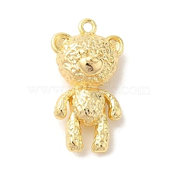 Brass Pendants, Bear Charms, Real 18K Gold Plated, 25x13x8mm, Hole: 1.6mm(KK-Z073-04G)