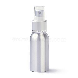 Aluminum Refillable Spray Bottles, with Fine Mist Sprayer & Dust Cap, Column, Platinum, 3.5x11.4cm, Hole: 17.5mm, Capacity: 50ml(1.69fl. oz)(MRMJ-K013-05)
