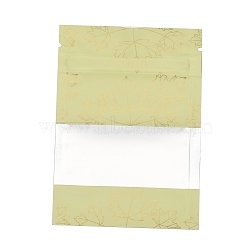 Maple Leaf Printed Aluminum Foil Open Top Zip Lock Bags, Food Storage Bags, Sealable Pouches, for Storage Packaging, with Tear Notches, Rectangle, Light Yellow, 9.9x7.1x0.15cm, Inner Measure: 6cm, Window: 7x3cm(OPP-M002-03A-06)