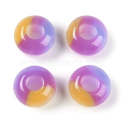 Triple Color Resin European Beads, Large Hole Beads, Imitation Cat Eye, Rondelle, Medium Orchid, 13.5x7.5mm, Hole: 5mm(RESI-F055-06G)