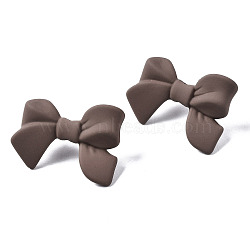 Spray Painted CCB Plastic Bowknot Stud Earring Findings, Rosy Brown, 24x33mm, Hole: 1.2mm, Pin: 0.7mm(CCB-Q091-07E)