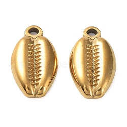 Ion Plating(IP) 304 Stainless Steel Pendants, Shell Charm, Real 18K Gold Plated, 18x10x3.5mm, Hole: 1.8mm(STAS-M323-35G)