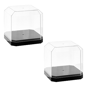 Transparent Plastic Minifigures Display Case, Dustproof Case for Models, Building Blocks, Doll Display Holder, Square, Black, Finished Product: 12.3x12.3x12.3cm