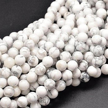 Natural Gemstone Howlite Round Bead Strands, 10mm, Hole: 1mm, about 40pcs/strand, 15.1 inch