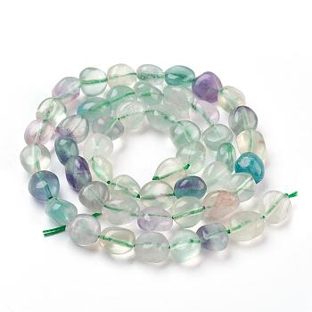 Natural Fluorite Beads Strands, Tumbled Stone, Nuggets, 6~13x5~10x4~7mm, Hole: 0.8mm, about 45~50pcs/strand, 15 inch(38.5cm)