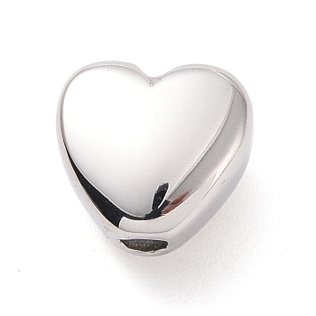 Non-Tarnish 304 Stainless Steel Manual Polishing Beads, Heart, Stainless Steel Color, 7.5x8x4mm, Hole: 1.5mm