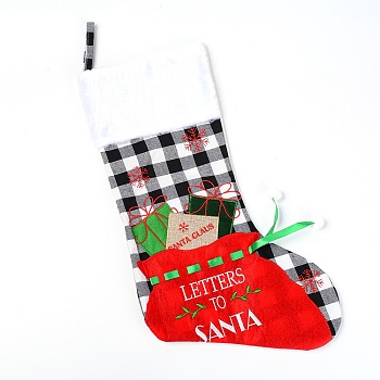 Christmas Socks Gift Bags, for Christmas Decorations, Word Letters to Santa, Colorful, 53x26x0.7cm