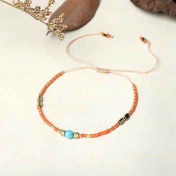 Bohemian Style Handmade Braided Friendship Bracelet with Semi-Precious Beads for Women, Mixed Color, 0.1cm
