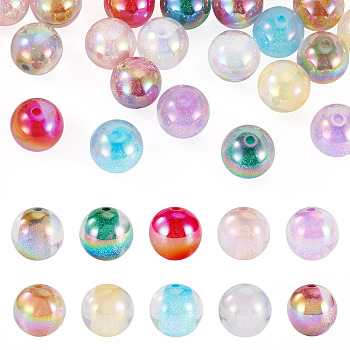 10 Colors Acrylic Imitate Cat Eye Beads, Round, Mixed Color, 16mm, Hole: 2mm, 2pcs/color