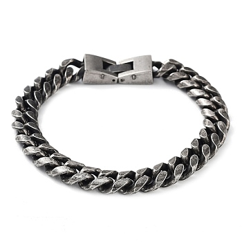 304 Stainless Steel Cuban Link Chains Bracelets for Men & Women, Gunmetal, 8-1/2 inch(21.7cm)