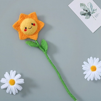 DIY Needle Felting Kit, with Iron Needles, Foam Chassis & Wool, Sunflower, Mixed Color