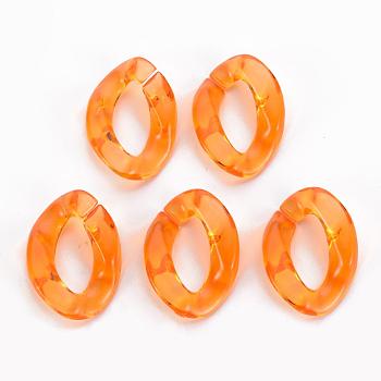 Transparent Acrylic Linking Rings, Quick Link Connectors, for Curb Chains Making, Twist, Orange, 23x17x4.5mm, Inner Diameter: 13.5x7mm