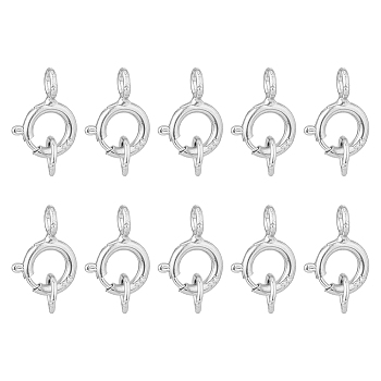 DICOSMETIC 10Pcs 925 Sterling Silver Spring Ring Clasps, with Jump Rings, Silver, 8x5.5x1mm, Hole: 1.5mm and 2.5mm