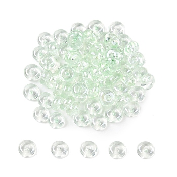 Transparent Dyed Colours Glass Seed Beads, Donut, Pale Green, 6x3mm, Hole: 1.2mm, about 2500pcs/pound