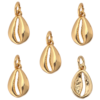 18Pcs Brass Pendants, Long-Lasting Plated, Cadmium Free & Lead Free, Shell, Real 18K Gold Plated, 10.5x6.5x2.5mm, Hole: 2.5mm