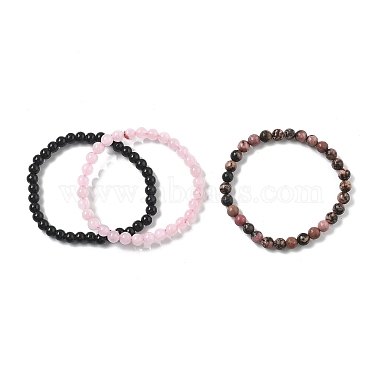 3piezas 3 conjunto de pulseras elásticas con cuentas redondas de estilo rodonita natural(PW23030761414)-5