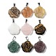 Natural Mixed Stone Carved Pendants(G-P520-11P)-1