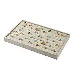 Imitation Burlap Jewelry Ring Displays, with Wood, Moccasin, 350x240x31mm(X-RDIS-G002-03)