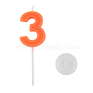 Paraffin Candles, Number Shaped Smokeless Candles, with Holder, Decorations for Wedding, Birthday Party, Random Single Color or Random Mixed Color, Num.3, 3: 95.5x27.5x7mm, Hole: 2.5mm(DIY-K028-B-03)