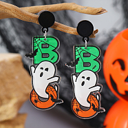 Ghost Halloween Acrylic Stud Earrings for Fun and Unique Costume Parties, Green, 65x22mm(ED2985-1)