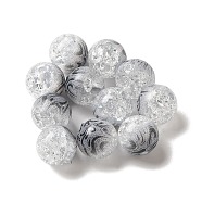 Duotone Spray Painted Crackle Acrylic Beads, Round, Light Grey, 10mm, Hole: 1.8mm, about 850pcs/500g(OACR-G029-02C)