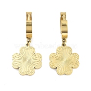Real 18K Gold Plated 304 Stainless Steel Dangle Earrings, Hoop Earrings for Women, Clover, 31.5x15mm(EJEW-L283-055G-01)
