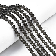 Glass Beads Strands, Faceted, Rondelle, Gray, 6x5mm, Hole: 1mm, about 85~88pcs/strand, 16.1~16.5 inch(41~42cm)(EGLA-A034-T6mm-D30)