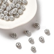 Pave Disco Ball Beads, Polymer Clay Rhinestone Beads, Grade A, Crystal, PP9(1.5.~1.6mm), 6mm, Hole: 1mm(RB-Q195-6mm-001)