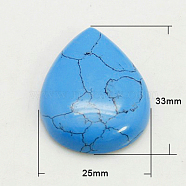 Synthetic Turquoise Cabochons, teardrop, 33x25x7mm(G-H1598-DR-33x25x7-07)