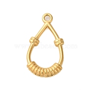 Ion Plating(IP) 304 Stainless Steel Pendants, Teardrop Charms, Real 18K Gold Plated, 25x14x2.5mm, Hole: 1.6mm(STAS-N103-65G)