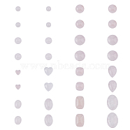32Pcs 12 Styles Natural Rose Quartz Cabochons, Half Round & Oval & Heart, Mixed Shapes, 5.5~18x6~10x2.5~6.5mm(G-FH0002-18)