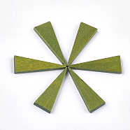 Painted Wood Pendants, Triangle, Olive Drab, 39.5x14x4mm, Hole: 1mm(X-WOOD-T021-12F)
