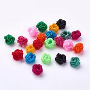 Polyester Weave Beads, Round, Mixed Color, 6x5mm, Hole: 4mm, about 200pcs/bag(WOVE-N002-M)