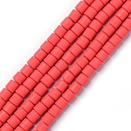 Handmade Polymer Clay Bead Strands, Column, Red, 6.5x6mm, Hole: 1.2mm, about 61pcs/strand, 15.75 inch(40cm)(X-CLAY-ZX006-01-21)