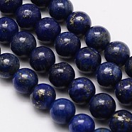 Grade A Natural Lapis Lazuli Round Bead Strands, Dyed, 8mm, Hole: 1mm, about 48pcs/strand, 15.1 inch(G-M264-13)