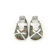 Tartan Pattern Cloth Doll Bowknot Shoes, for American 18 Inch Girl Doll Accessories, Olive Drab, 70x35mm(PW-WG66145-04)