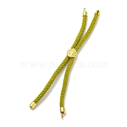Nylon Cords Bracelet Makings Fit for Connector Charms, with Golden Brass Tree Slider Beads, Long-Lasting Plated, Olive Drab, 8-5/8 inch(22cm), Hole: 1.9mm(AJEW-P116-01G-08)