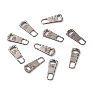 Alloy Zipper Slider, Garment Accessories, Platinum, 3x1.15x0.3cm, Hole: 8x6mm(FIND-XCP0004-03)