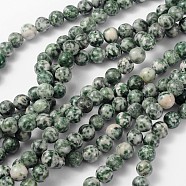 Gemstone Beads Strands, Green Spot Jasper, Round, about 8mm in diameter, hole: about 1mm, about 46pcs/strand, 15~16 inch(GSR006)